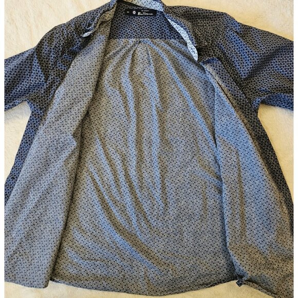 Ben Sherman Shirt Blue Pattern Print Button Down Collar Long Sleeve Medium - Picture 3 of 10